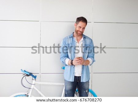 Similar – Image, Stock Photo Casual guy with denim shirt and beard