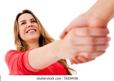 Casual Handshake - Isolated Over A White Background