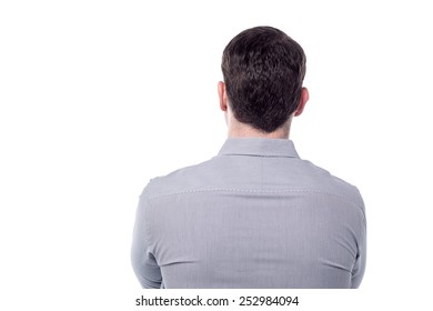 Casual Man Back View, Facing The Wall 