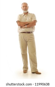 Casual Older Male Standing On White Background