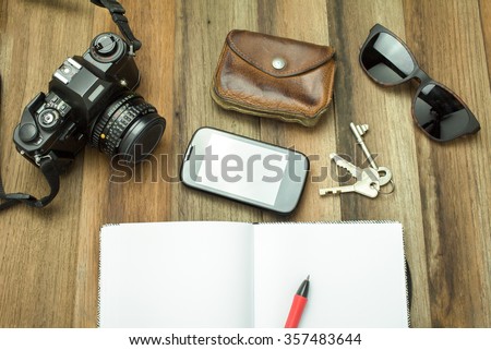 A Casual outfit on wooden background