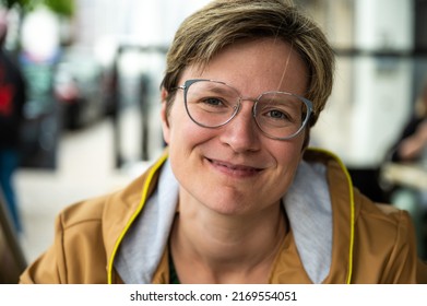 Casual Portrait Of A 35 Year Old White Woman, Close Up