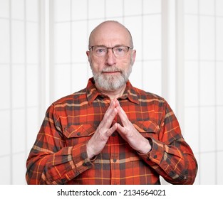 Casual, Portrait Of Happy And Confident Senior Man Wearing Glasses And A Flannel Shirt