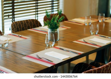 Casual Restaurant Dining Table Set Up, With Dark Brown Color Theam