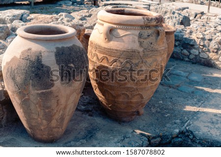Casual view on the Knossos temple ruins elements in Heraklion, Greece Stock photo © 
