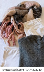 Casual Winter Woman Outfit. Flatlay Of Everyday Woman Dresses 