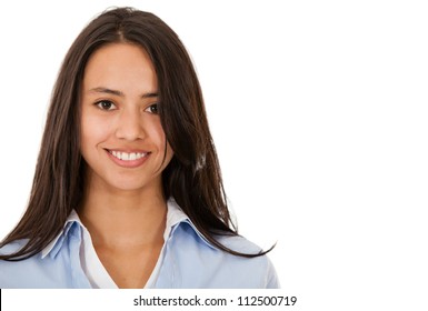 Casual Woman Smiling - Isolated Over A White Background