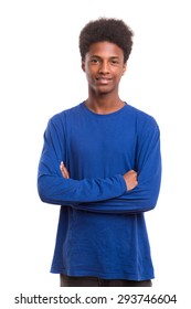 A Casual Young Black Boy Posing Isolated