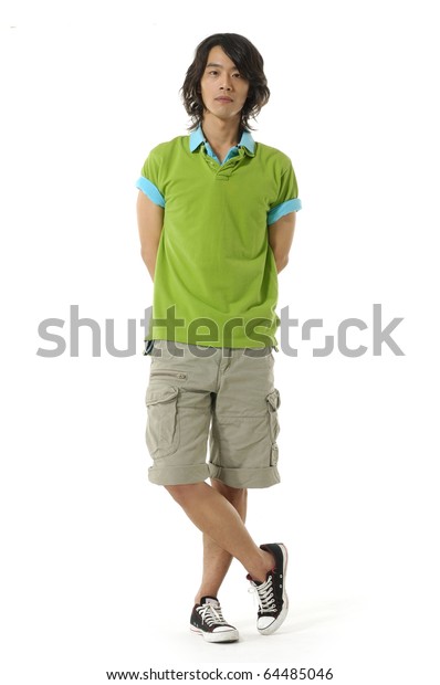casual young man full body, isolated on white