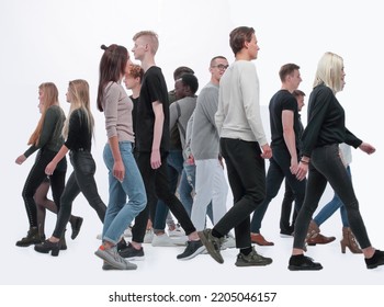 Casual Young People Walking In Different Directions