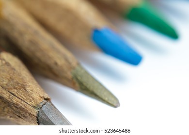 Casually knife sharpened colored pencils
