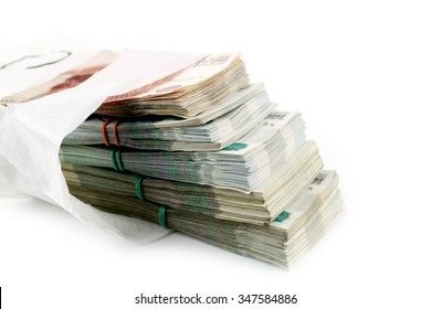 casually throw in a bunch of Russian paper money - Shutterstock ID 347584886