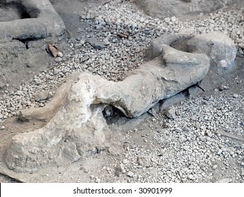 Casualty Of Disaster In Pompeii, Dead Body Covered With Dust