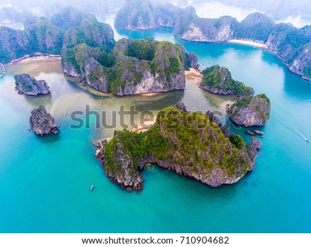 Cat Ba island from above. Lan Ha bay. Hai phong, Vietnam