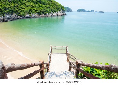 Cat Ba Island City Beach In Vietnam View From The Stairs