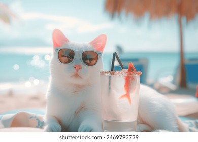 Cat Enjoying Summer Vibes with Sunglasses - Powered by Shutterstock