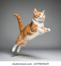 The cat jumps all over and doesn't look at the camera. - Powered by Shutterstock