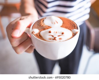 Cat Latte Art On Cappuccino Coffee Mug