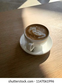 Cat Latte Art In White Ceramic Mug