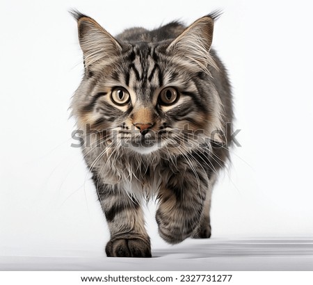 a cat moving towards camera, cat facing straight, cat moving