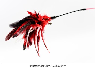 Cat Toy Made From Poultry Feathers In Red Color