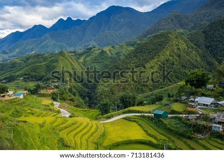 Cat Cat Village of Sapa, Lao Cai Province, Northwest Vietnam.Amazing view.Terraced rice field landscape near Sapa.
