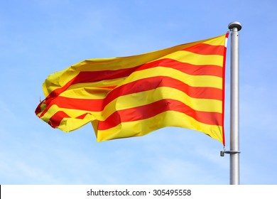 Catalan flag on the wind in Barcelona