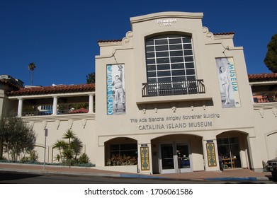 Catalina Island, California/United States - Feb 7, 2020: The exterior of the Ada Blanche Wrigley Schreiner Museum  which displays artifacts, pottery and historic photos of Catalina Island