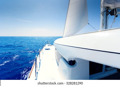 Catamaran deck at sunny day