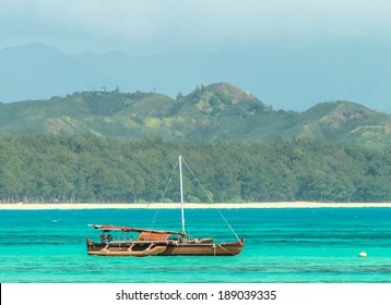 A Catamaran Moored In Waimanalo Bay On Oahu, Hawaii