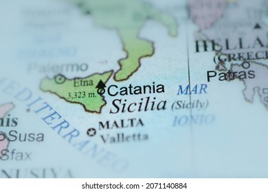 Catania On A Geo Map Of Europe.