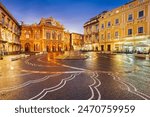 Catania, Sicily, Italy at Bellini Plaza at night.