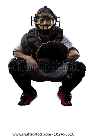 Catcher Baseball Player, on a white background.