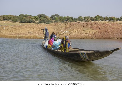 Catching A Pirogue Across The Bani River Going Home From The Monday Market At Djenne, Mali