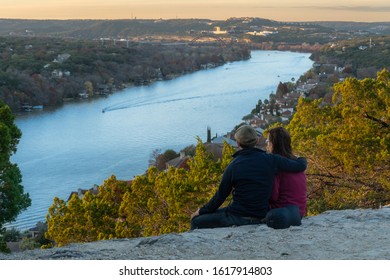 Catching Sunset in Austin, Texas at Mount Bonnell overlooking the river