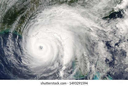 Category 5 super typhoon from outer space view. The eye of the hurricane. Some elements of this image furnished by NASA