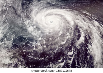 Category 5 Typhoon Satellite View. Elements Of This Image Furnished By NASA.