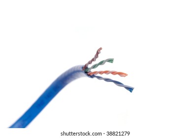 Category 6 Network Cable Curved Towards From The Left Side