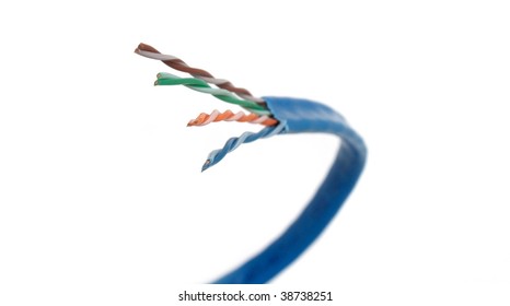 Category 6 Network Cable Curving Forward And To The Left.