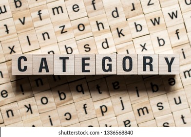 CATEGORY word written on wood block