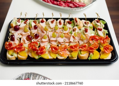 Catering Delivery Tray Appetizers Canapés On A Skewer