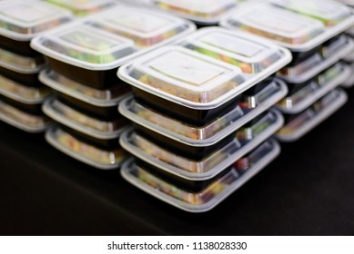 Catering lunch box on the dark background