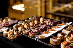 Catering Plate. Assortment Of Snacks On The Buffet Table