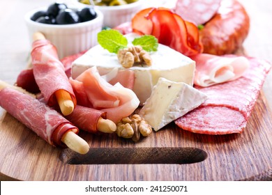 Catering Platter With Different Meat And Cheese