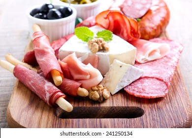 Catering Platter With Different Meat And Cheese