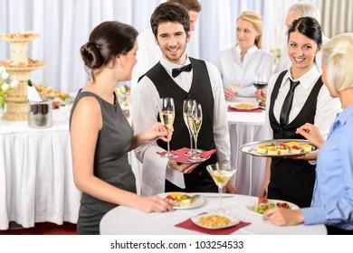 Catering service at business meeting offer food refreshments to woman - Powered by Shutterstock