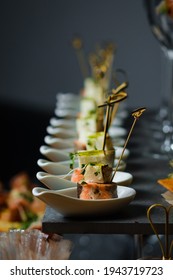 Catering Service. Snacks For Guests On The Table.