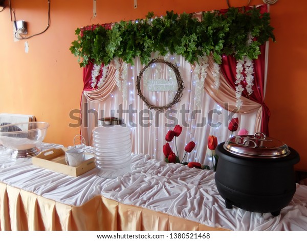 Catering Table Background Decorations Appearance Cooking Stock Photo Edit Now 1380521468