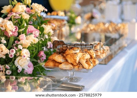 catering table set for breakfast