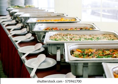 catering wedding buffet food table.